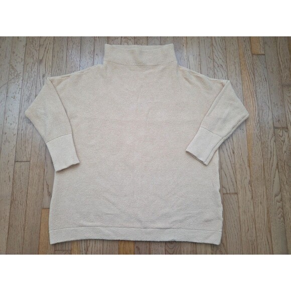Free People Ottoman Slouchy Mock Neck Long Sleeve Tunic Sweater Apricot Yellow M - Picture 1 of 6